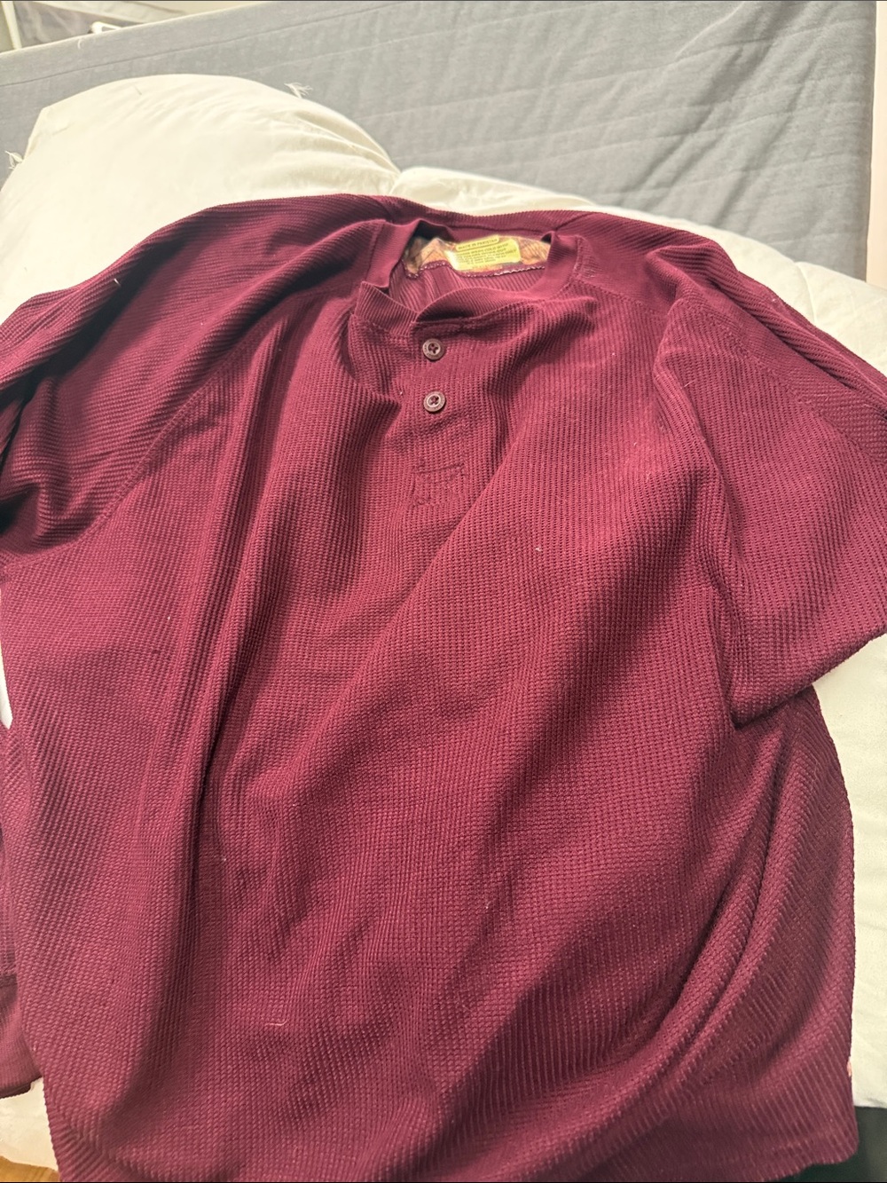 Mossy Oak Men's Burgundy Knit Henley